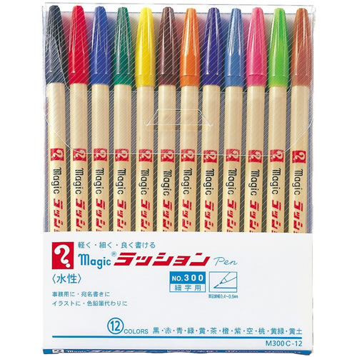 寺西化学工業 水性マーキングペン ラッションペン No.300 12色セット M300C-12 1セット(ご注文単位5セット)【直送品】