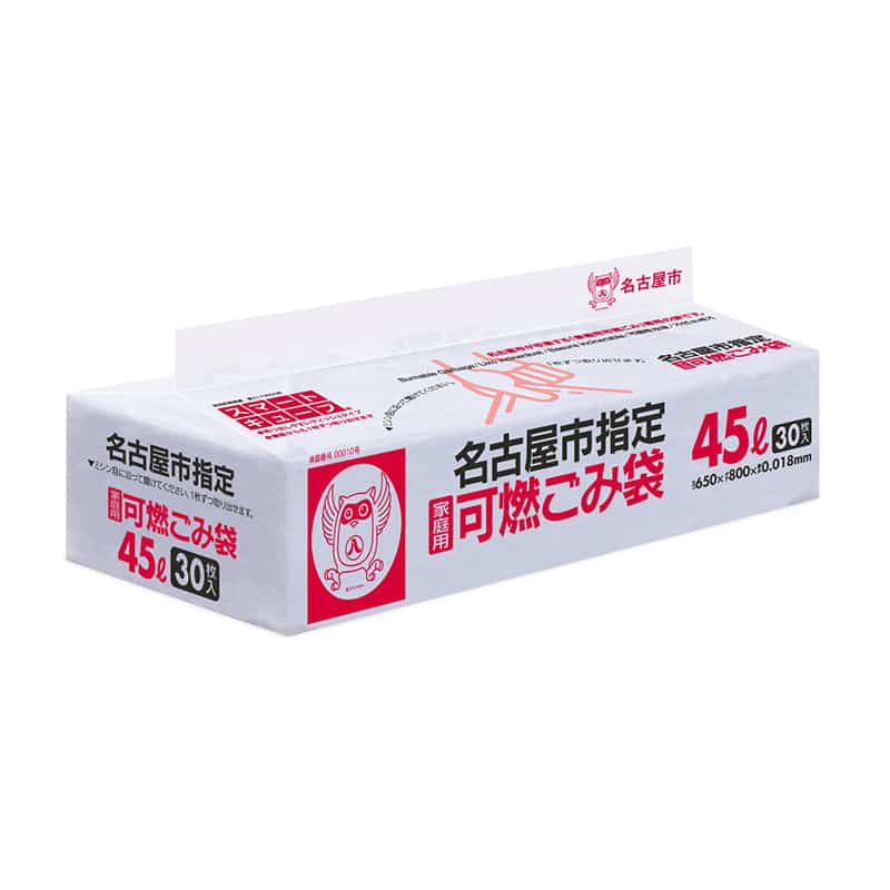 日本サニパック 名古屋市指定 可燃ごみ袋 家庭用 スマートキューブ 45L 0.018mm 30枚入 G-3YS 1冊(ご注文単位16冊)【直送品】