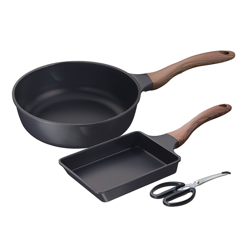 和平フレイズ エヌトーン IH対応玉子焼&深型両口フライパン 24cm キッチンバサミ付 MB-1460 1個(ご注文単位1個)【直送品】