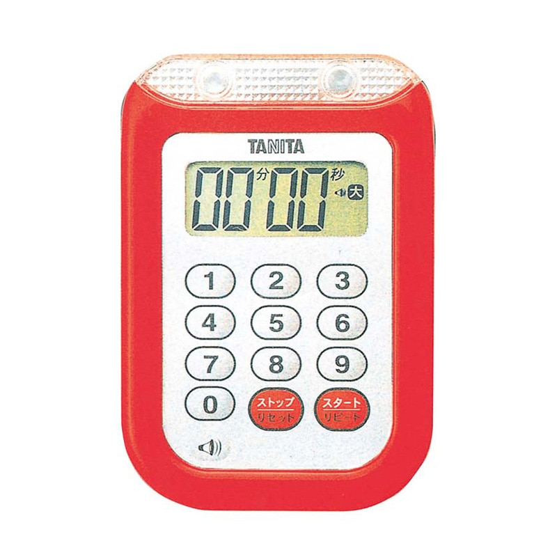 タニタ 防水大音量 タイマー 100分計 TD-377 レッド 1個(ご注文単位1個)【直送品】