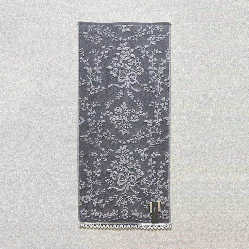 UCHINO ローズブーケ フェイスタオル グレー 6112F398GY 1枚(ご注文単位10枚)【直送品】