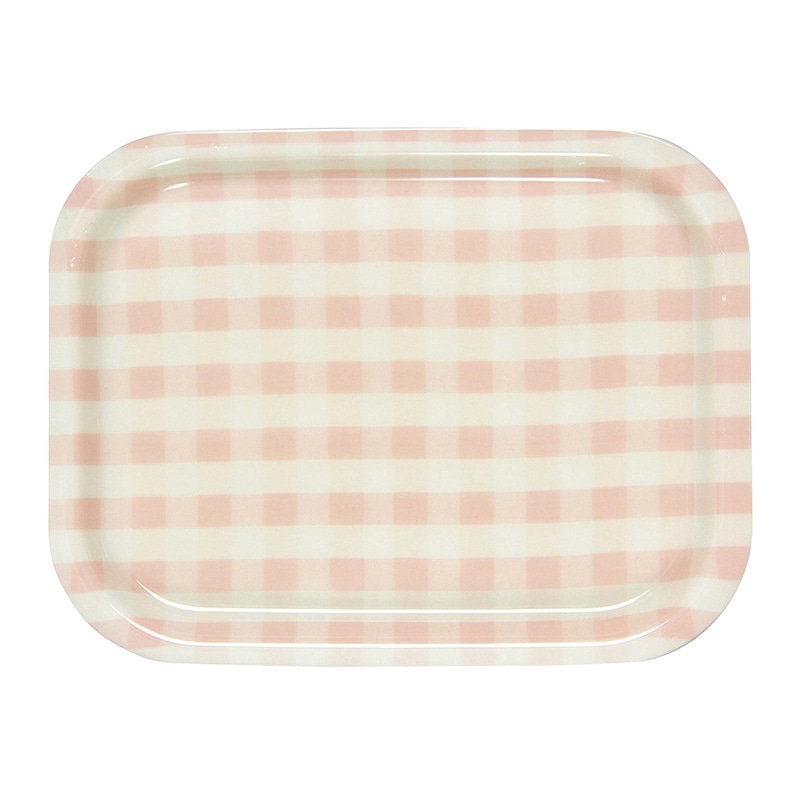 Rトレー ミルキーチェック(S) ピンク(ノンスリップ加工) 1個(ご注文単位1個)【直送品】