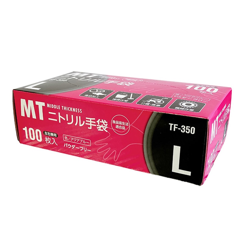 伊藤忠リーテイルリンク MTニトリル手袋 アクアブルー L 100枚入 TF-350 1箱(ご注文単位20箱)【直送品】