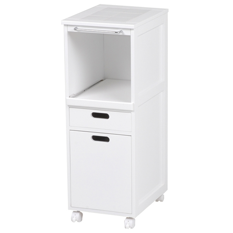 萩原 スライドキッチンワゴン　キャスター付 ホワイト MW-6709WH 1台（ご注文単位1台）【直送品】