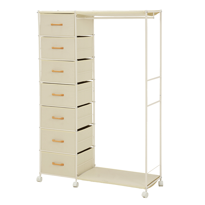 萩原 ハンガーラック　幅105cm　引出し7杯 ホワイト KHR-3159WH 1台（ご注文単位1台）【直送品】