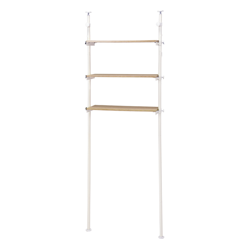 萩原 突っ張り洗濯機ラック　幅70cm ナチュラル×ホワイト KTR-3153WH 1台（ご注文単位1台）【直送品】