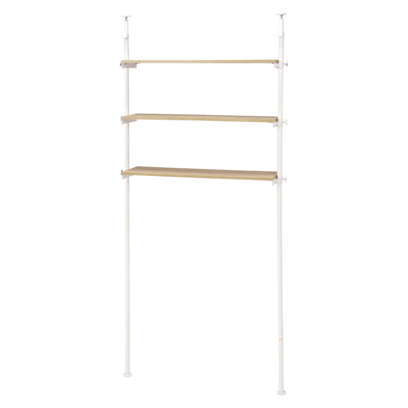 萩原 突っ張り洗濯機ラック 幅90cm ナチュラル×ホワイト KTR-3154WH 1台(ご注文単位1台)【直送品】