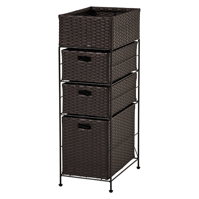 萩原 ランドリーラック 幅25.5cm 3杯 ダークブラウン RAN-2420DBR 1台(ご注文単位1台)【直送品】
