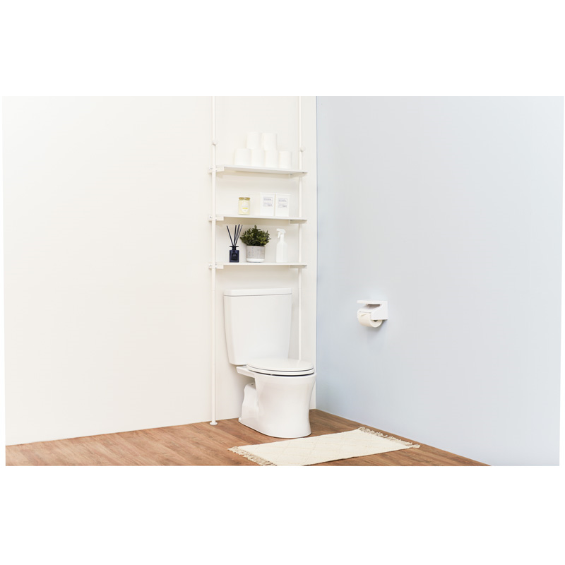 萩原 突っ張り洗濯機ラック　幅70cm ホワイト×ホワイト KTR-3153SW 1台（ご注文単位1台）【直送品】