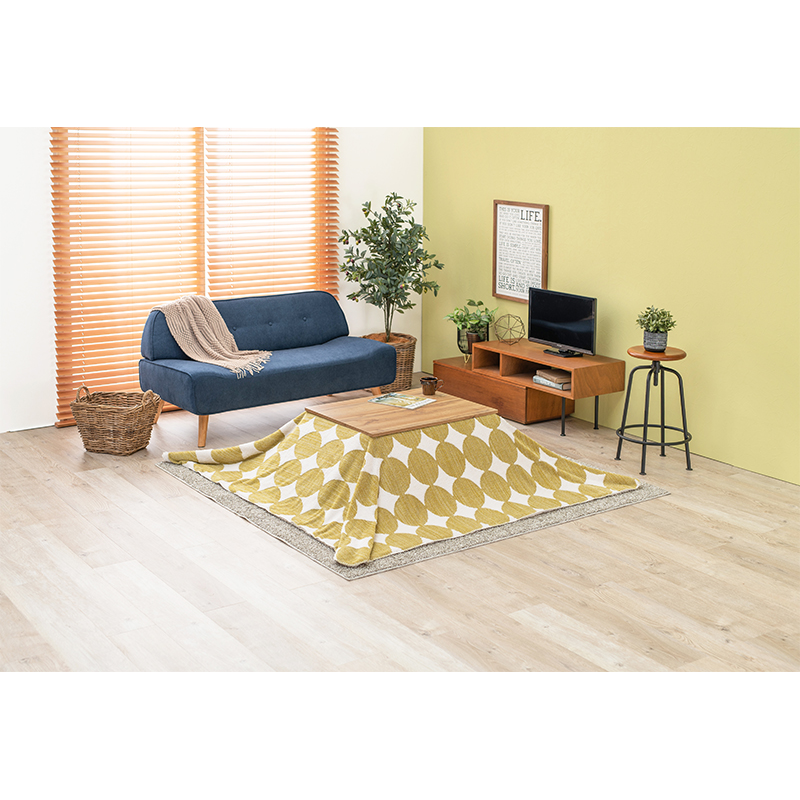 萩原 カルテスこたつ　75×60cm　うす掛け布団セット 丸柄　グリーン カルテス7560＋スノウ7560SGR 1セット（ご注文単位1セット）【直送品】