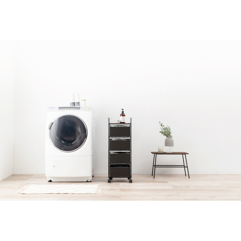 萩原 ランドリーチェスト 幅30cm 4段 ダークブラウン RAN-2434DBR 1台(ご注文単位1台)【直送品】