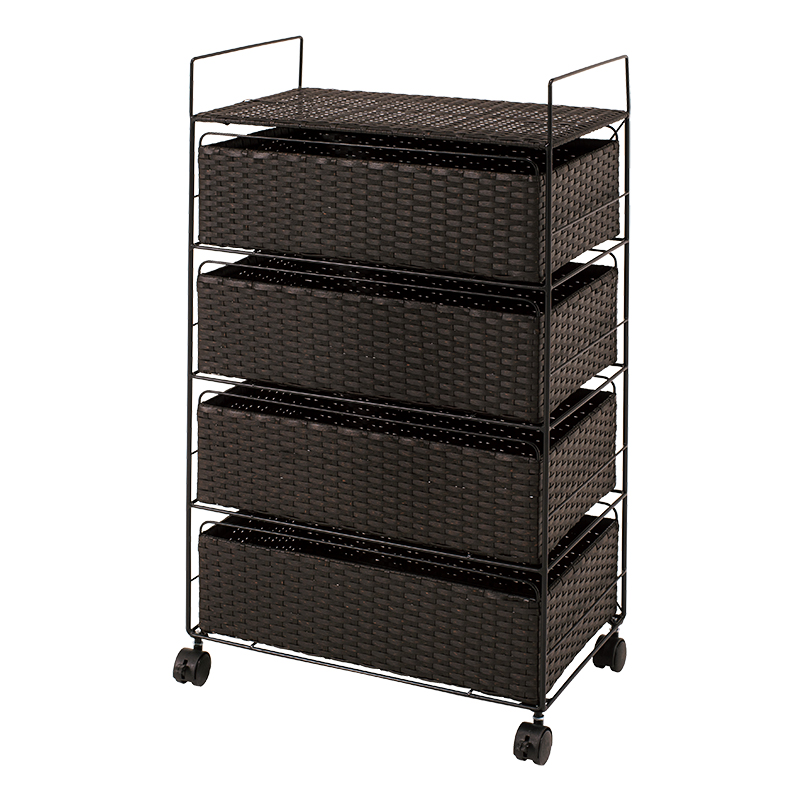 萩原 ランドリーチェスト 幅50cm 4段 ダークブラウン RAN-2436DBR 1台(ご注文単位1台)【直送品】