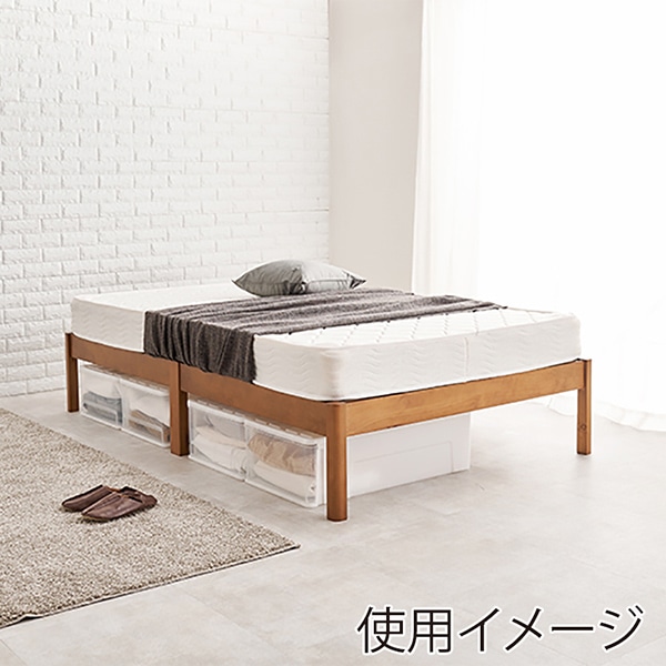 萩原 組立簡単 すのこベッド ボンネルコイルマットレス付 セミダブル ライトブラウン MB-5149SD+KM-3101SD 1台(ご注文単位1台)【直送品】