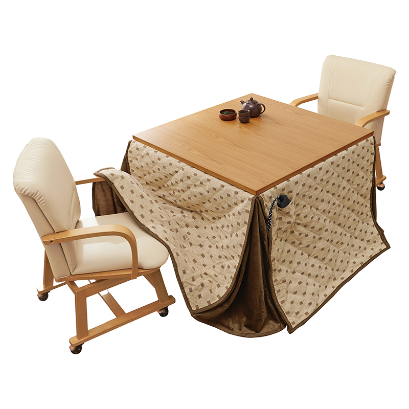 萩原 ダイニングこたつ　4点セット　90×90cm ナチュラル シェルタK90NAH4S 1セット（ご注文単位1セット）【直送品】