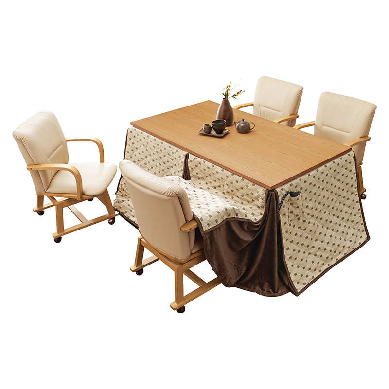 萩原 ダイニングこたつ 6点セット 150×85cm ナチュラル シェルタK150NAH6S 1セット(ご注文単位1セット)【直送品】