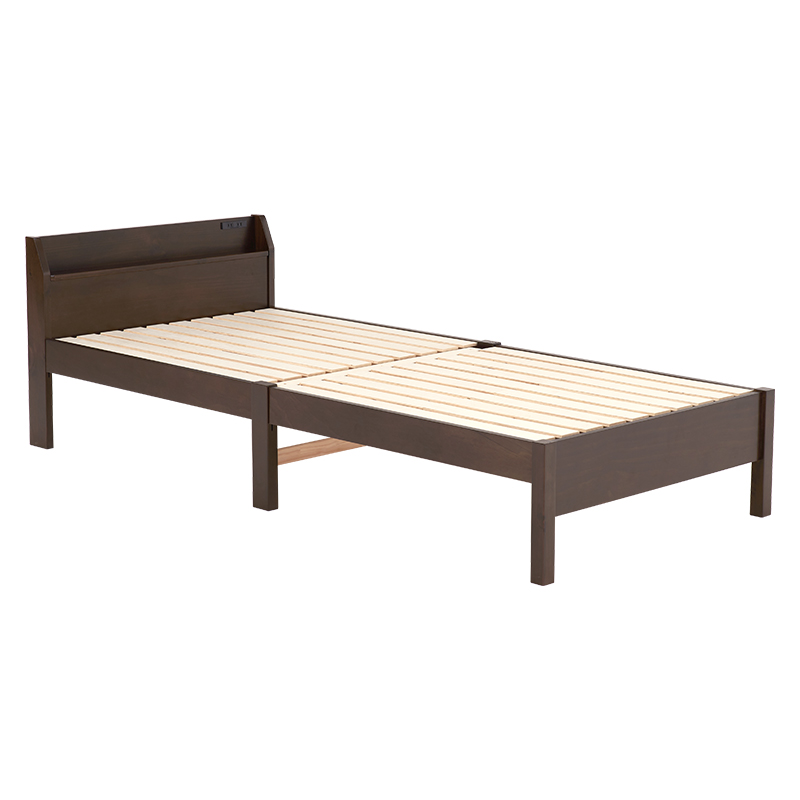 萩原 組立簡単 すのこベッド 宮棚付 シングル ダークブラウン MB-5096S-DBR 1台(ご注文単位1台)【直送品】