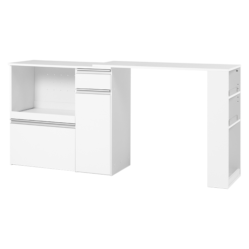 萩原 伸縮式キッチンカウンター 収納庫タイプ ホワイト VKC-7155WHOS 1台(ご注文単位1台)【直送品】