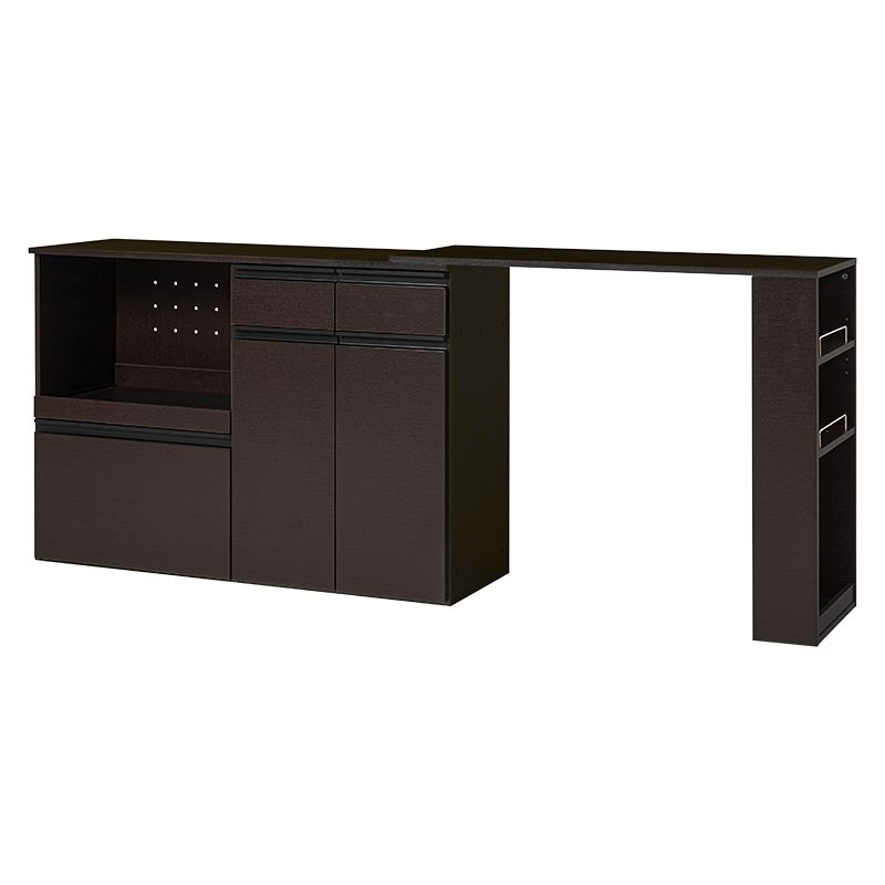 萩原 伸縮式キッチンカウンター 収納庫タイプ ダークブラウン VKC-7156DBROS 1台(ご注文単位1台)【直送品】