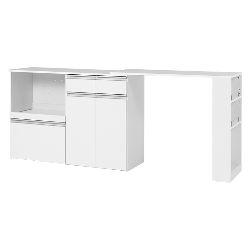 萩原 伸縮式キッチンカウンター 収納庫タイプ ホワイト VKC-7156WHOS 1台(ご注文単位1台)【直送品】