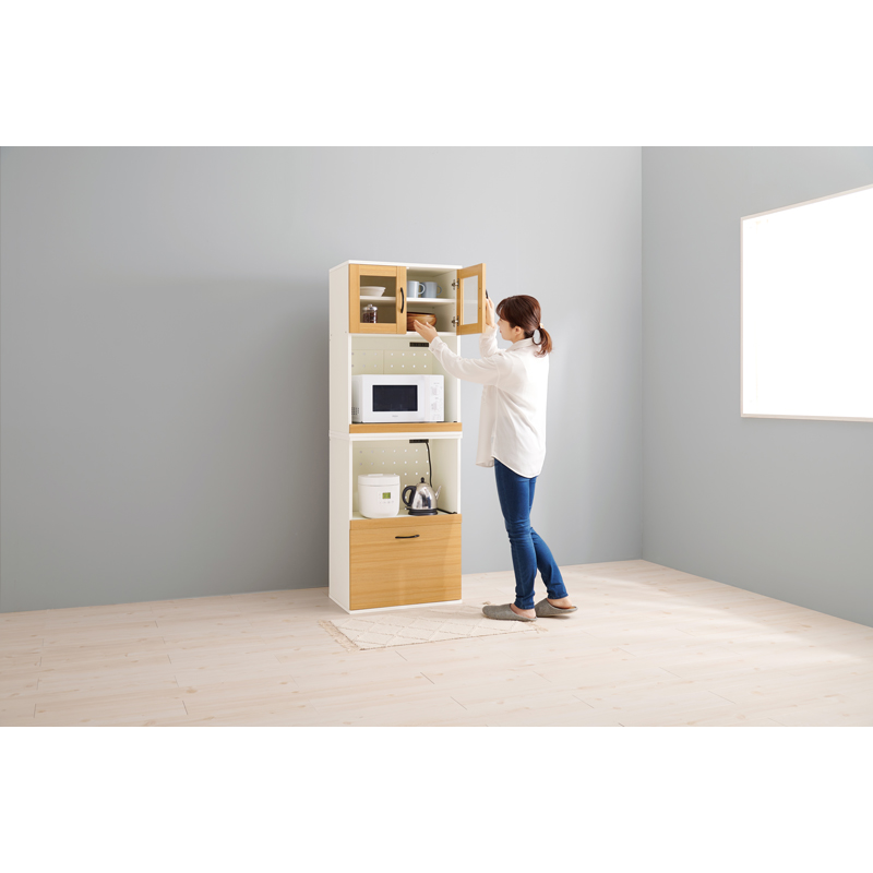 萩原 キッチンキャビネット 幅60cm Cタイプ ホワイト RCC-1493WH-AS 1台(ご注文単位1台)【直送品】