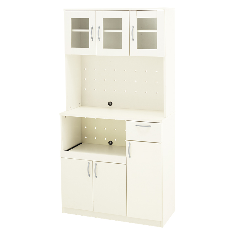 萩原 キッチンボード クレア 幅89cm ホワイト RCC-1904WH 1台（ご注文単位1台）【直送品】