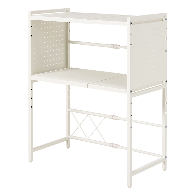 萩原 伸縮レンジラック 2段 ホワイト KR-3752WH 1台(ご注文単位1台)【直送品】
