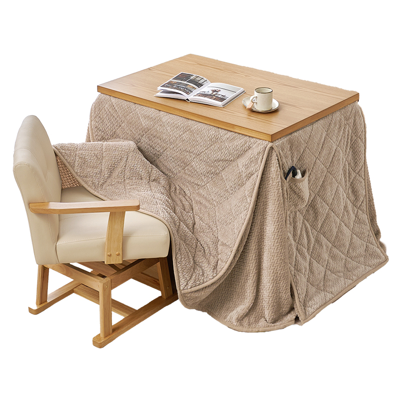 萩原 ダイニングこたつ 90×60 4点セット ナチュラル／ポカグレージュ KOT-7311NA-960+ポカFH 1セット（ご注文単位1セット）【直送品】
