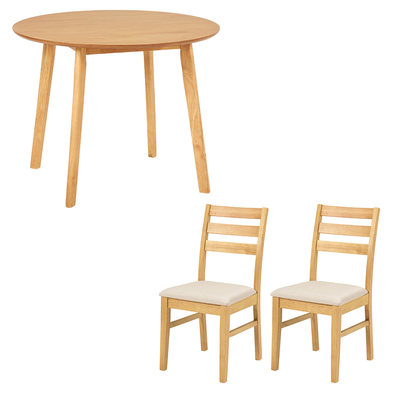 萩原 ダイニング3点セット 90×90 ナチュラル／ベージュ SH-8640LNT-8521NA-BE 1セット（ご注文単位1セット）【直送品】