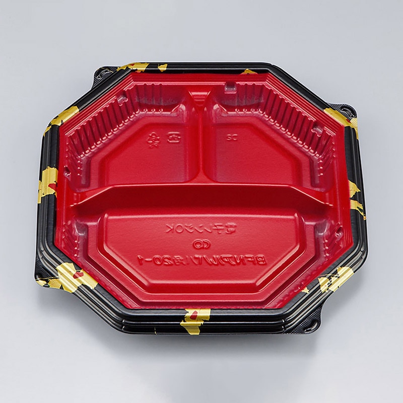 シーピー化成 弁当容器 BFNアルバ 本体 八角20-1 輪島内赤 50枚/袋(ご注文単位12袋)【直送品】
