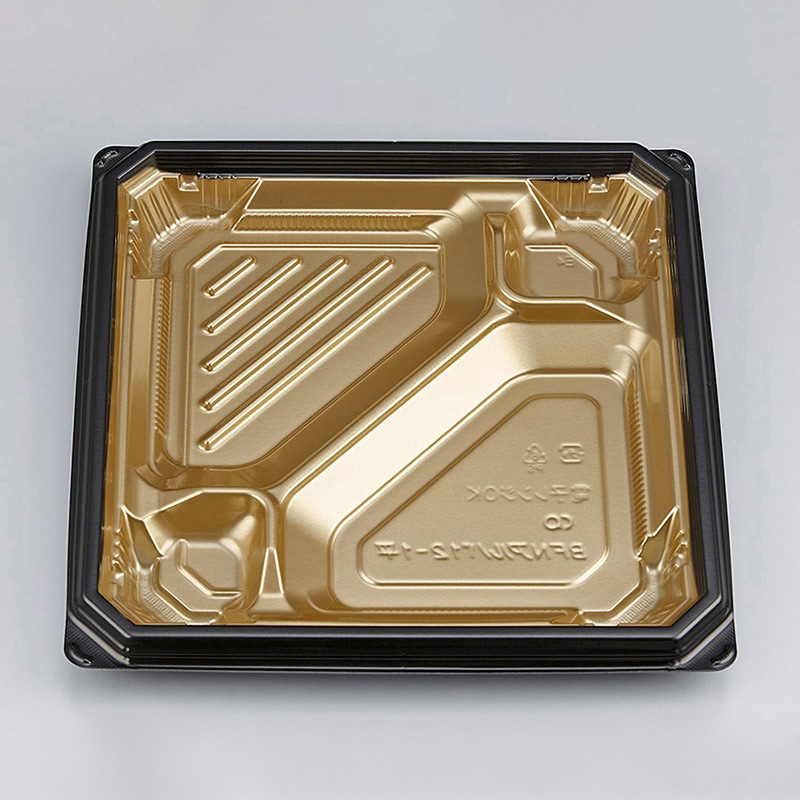 シーピー化成 弁当容器 BFNアルバ 本体 12-1平 本漆GB 50枚/袋(ご注文単位8袋)【直送品】