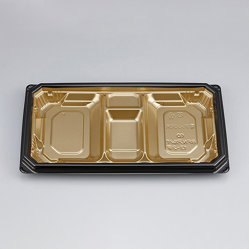 シーピー化成 弁当容器 BFNアルバ 本体 13-2平 本漆GB 50枚/袋(ご注文単位6袋)【直送品】