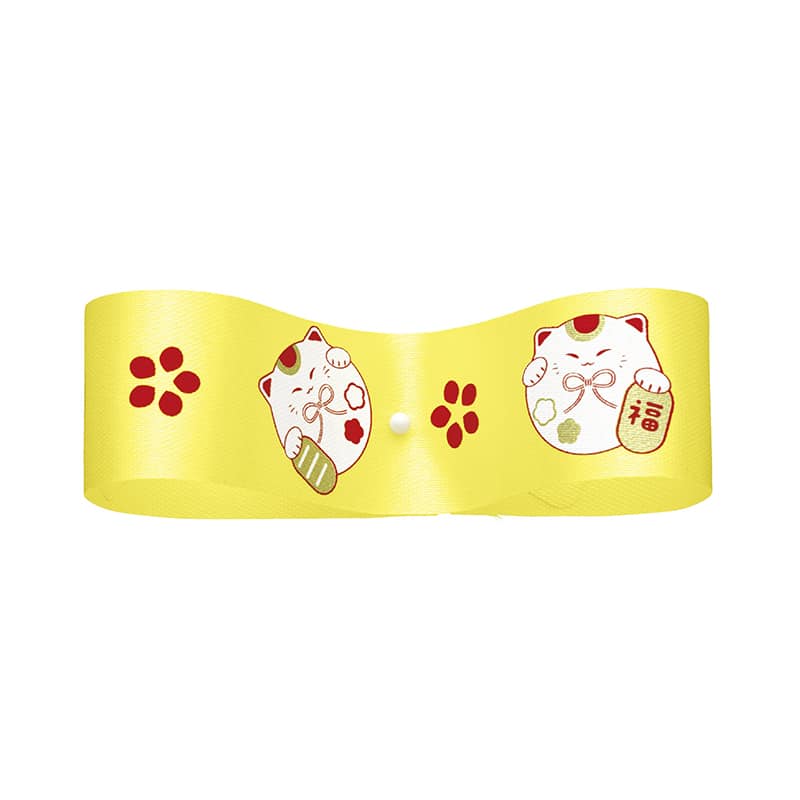 東京リボン リボン 福ものリボン 11703 24mm×19m 2 招き猫きいろ 1巻(ご注文単位1巻)【直送品】