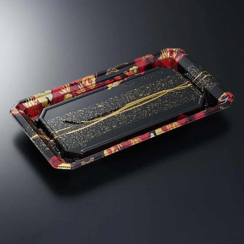 中央化学 寿司容器 HS澄板 本体 26-14 一陣R-BK 50枚/袋(ご注文単位12袋)【直送品】