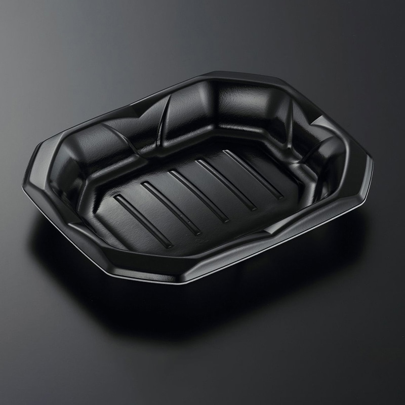 中央化学 精肉トレー 波音桶 20-24F 黒 50枚/袋(ご注文単位8袋)【直送品】