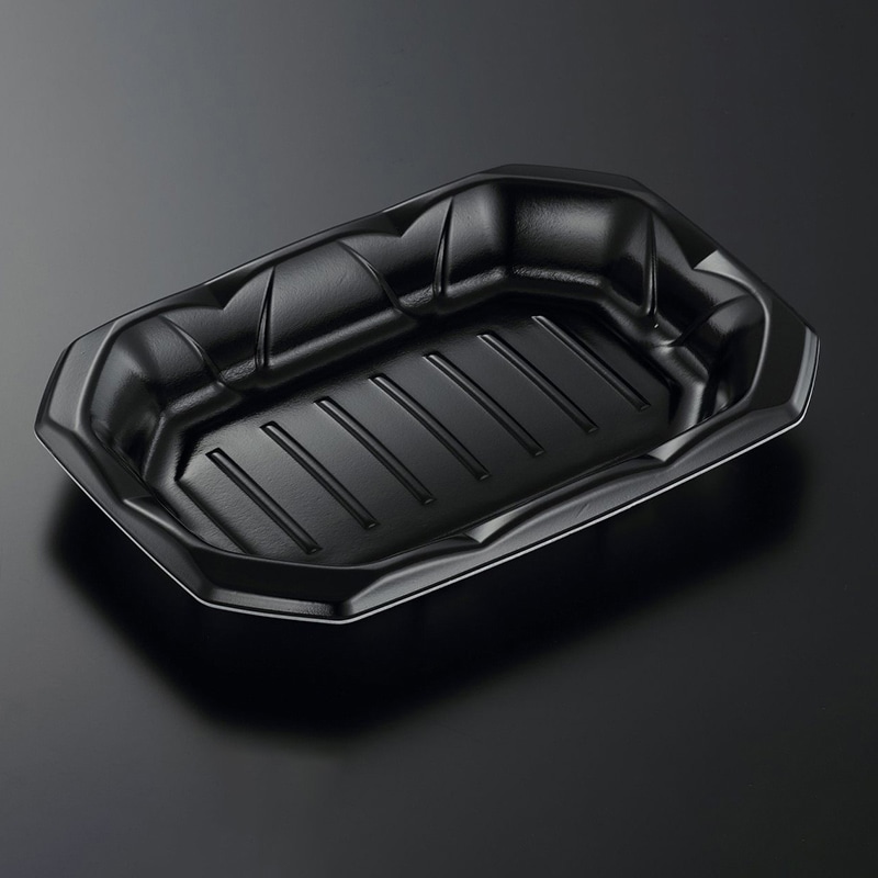 中央化学 精肉トレー 波音桶 20-28F 黒 50枚/袋(ご注文単位8袋)【直送品】