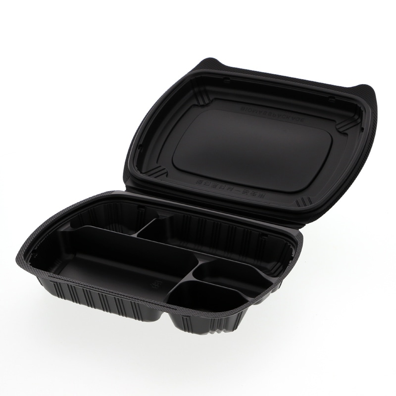 リスパック 弁当容器 バイオデリカ シェルBOX 80-1 黒 25枚/袋