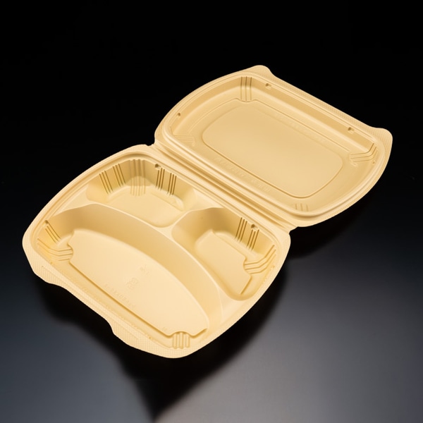 リスパック 食品容器　バイオデリカシェルBOX 80-2　クラフトB RHDT307 25枚/袋（ご注文単位8袋）【直送品】