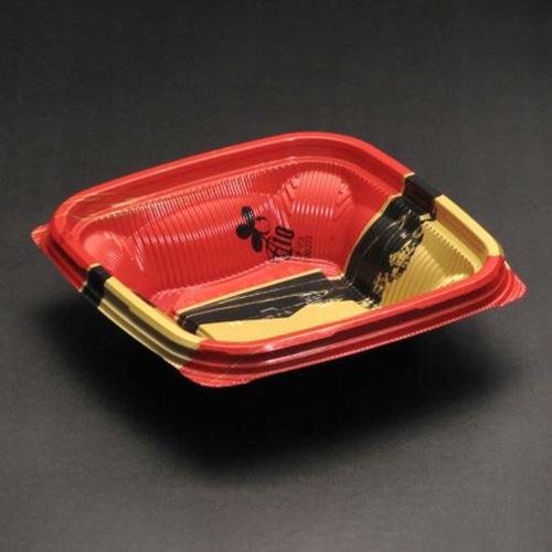 リスパック 丼容器 バイオのぞみ 本体 角160-40B K-あじわい赤 50枚/袋(ご注文単位18袋)【直送品】