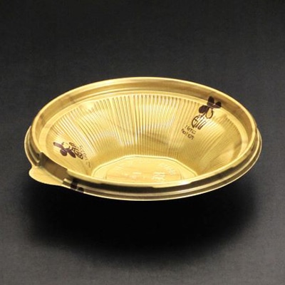 リスパック 丼容器 バイオのぞみ 本体 丸160-43B K-ウォール金 50枚/袋(ご注文単位16袋)【直送品】