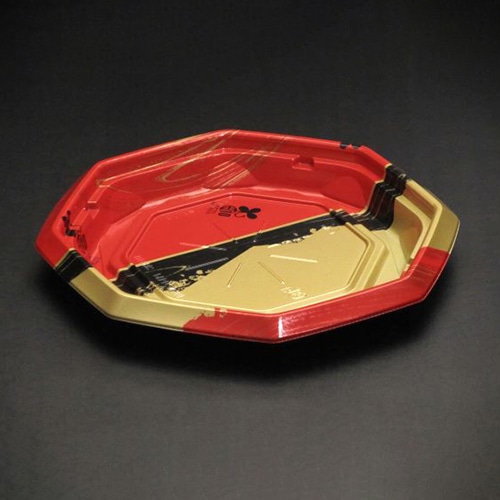 リスパック 丼容器 バイオのぞみ 本体 八角210B K-あじわい赤 50枚/袋(ご注文単位8袋)【直送品】