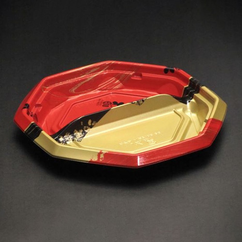 リスパック 丼容器 バイオのぞみ 本体 八角210B 2S K-あじわい赤 50枚/袋(ご注文単位8袋)【直送品】