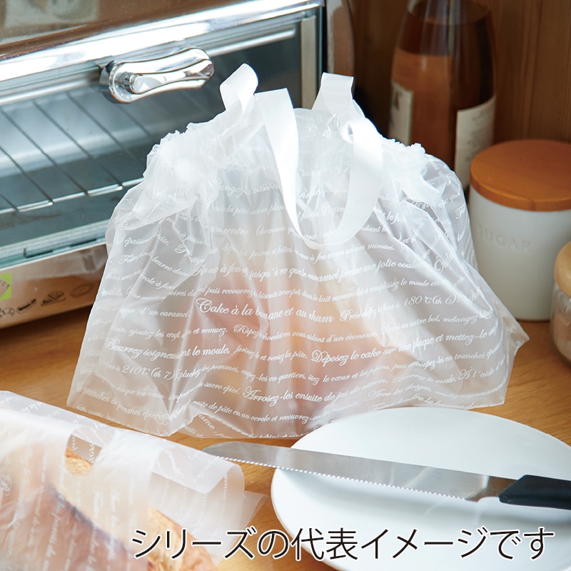 モロフジ 巾着ポリ袋 フィンバッグ L レシピ柄 0109034 50枚/袋（ご注文単位10袋）【直送品】