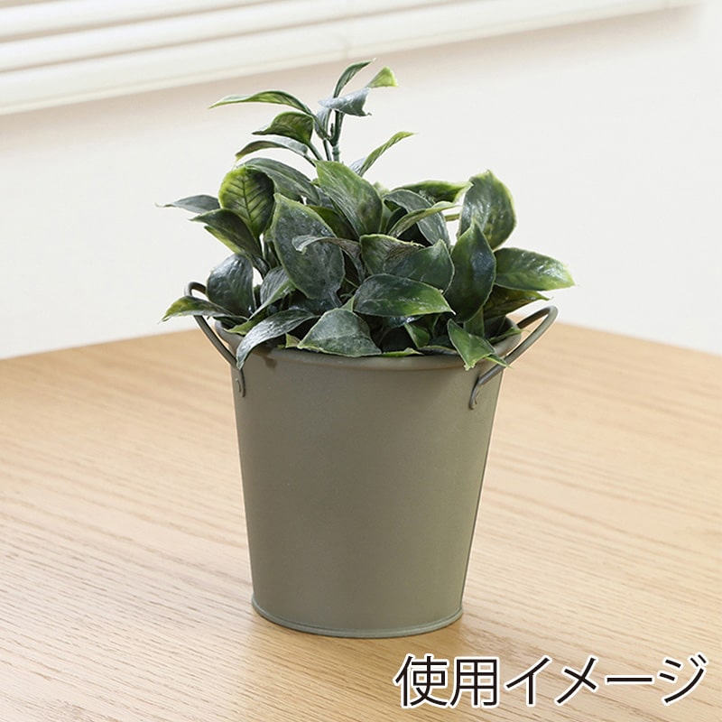 不二貿易 スチールラウンドバケツ M カーキ 61435 1個（ご注文単位5個）【直送品】