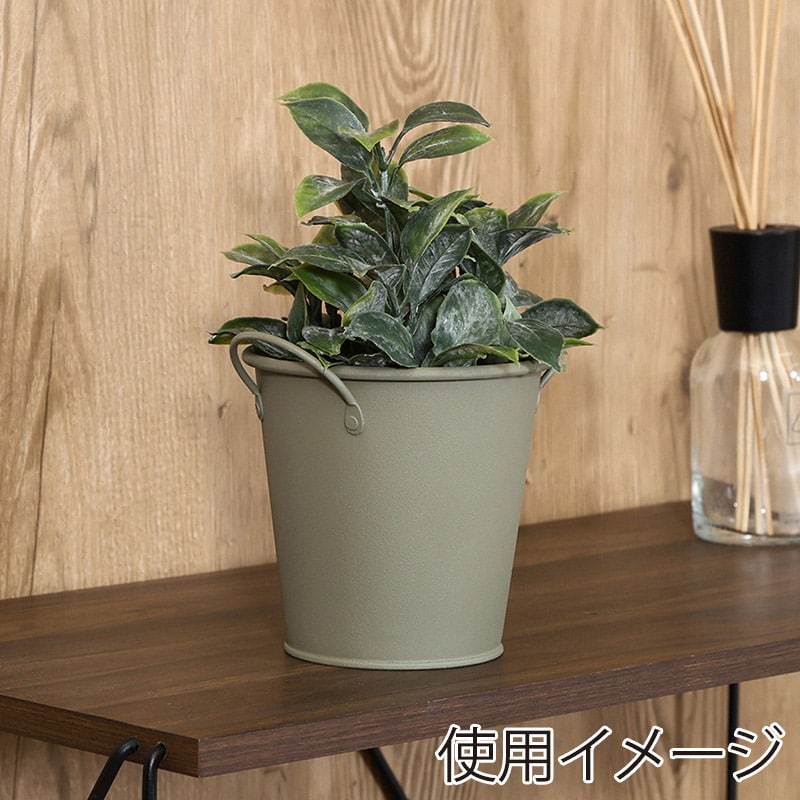不二貿易 スチールラウンドバケツ M カーキ 61435 1個（ご注文単位5個）【直送品】
