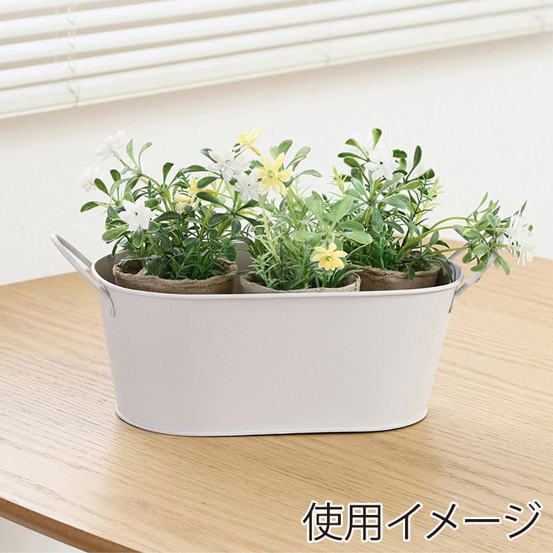 不二貿易 スチールオーバルバケツ M アイボリー 61440 1個(ご注文単位5個)【直送品】