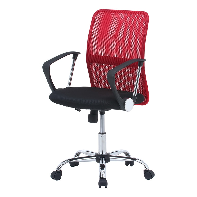 不二貿易 メッシュバックチェアー レッド HF-78RD 1台(ご注文単位1台)【直送品】