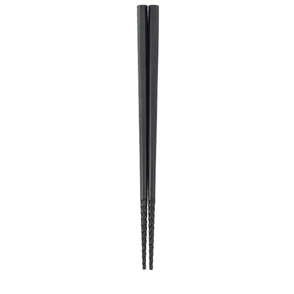 曙産業 六角　トルネード箸　すべり止め付　21cm ブラック　PM-376  1個（ご注文単位1個）【直送品】
