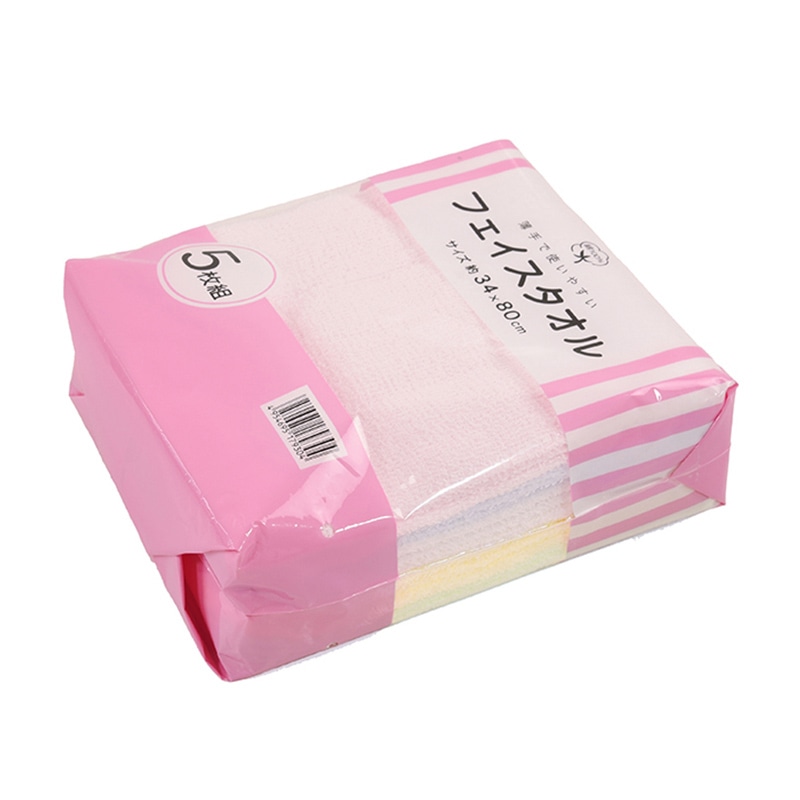 小杉善 フェイスタオル カラー 5枚入 12組 ZG-801MIX 1組（ご注文単位1組）【直送品】