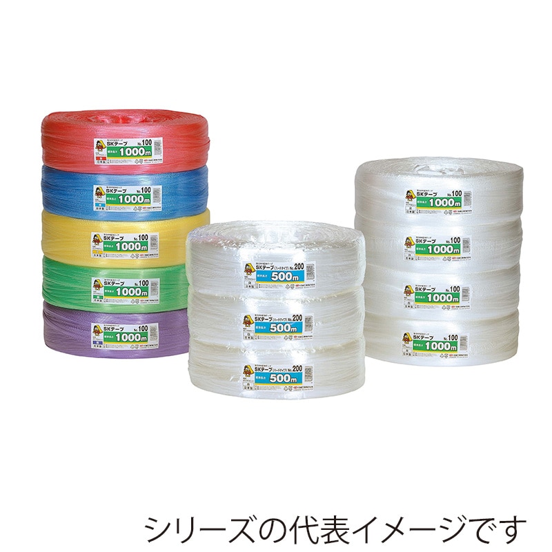 信越工業 結束ひも SKテープ ソフトタイプ No.100 赤 1巻(ご注文単位5巻)【直送品】