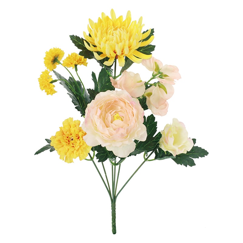 ポピー 造花　洋花カラー仏花ブッシュ S　イエローオレンジ FP-1029-YOR 1本（ご注文単位12本）【直送品】